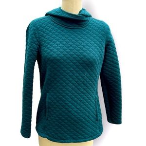 Duluth Women's Quilted Sweatshirt Popover in Forest Green, sz Sm (fits 4-8)